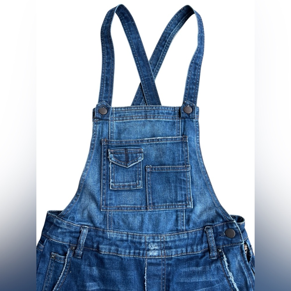 FREE PEOPLE Denim Jean Overalls Boho Festival One-Piece Classic Sz 27 Suspenders - Picture 4 of 12